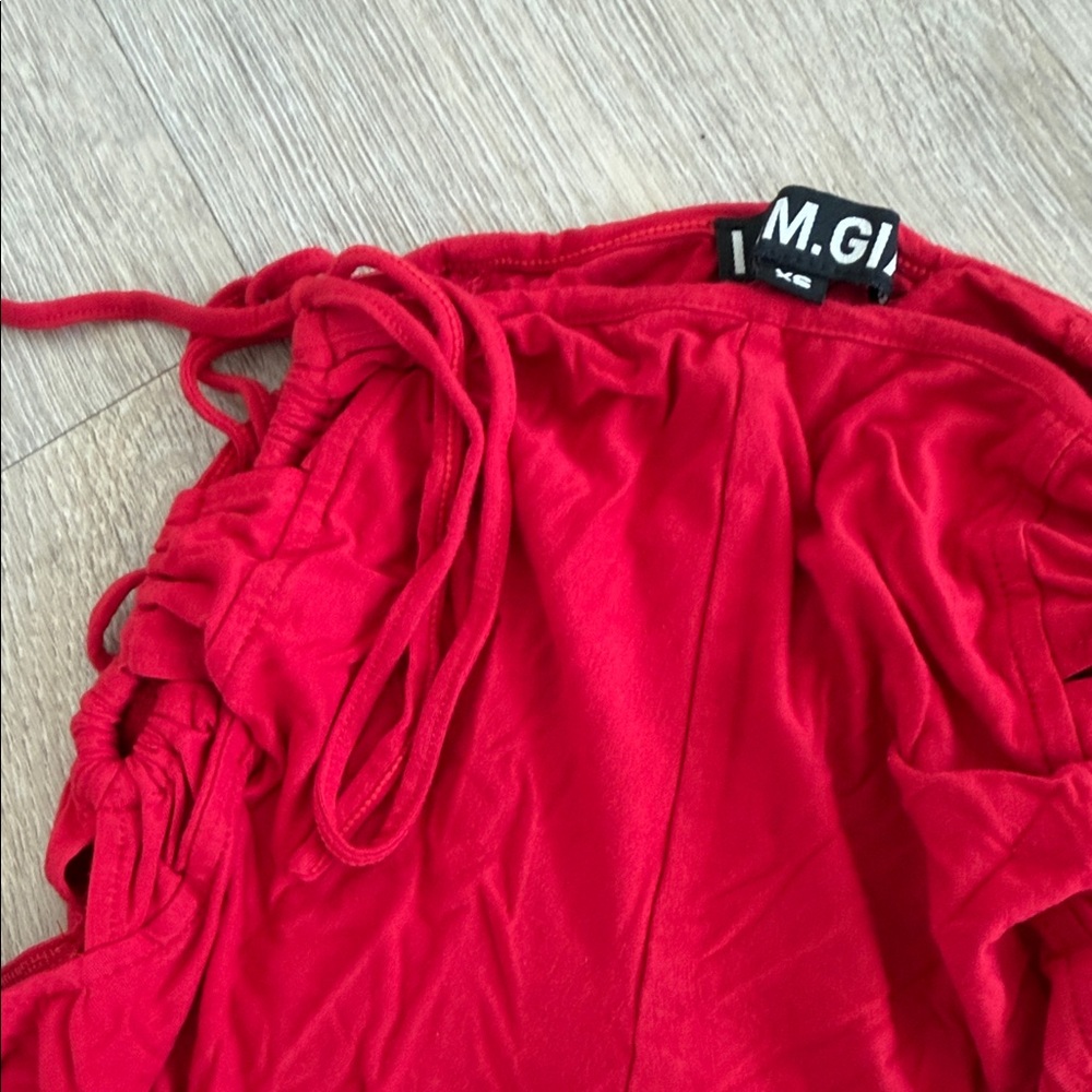 I Am Red Drawstring Top